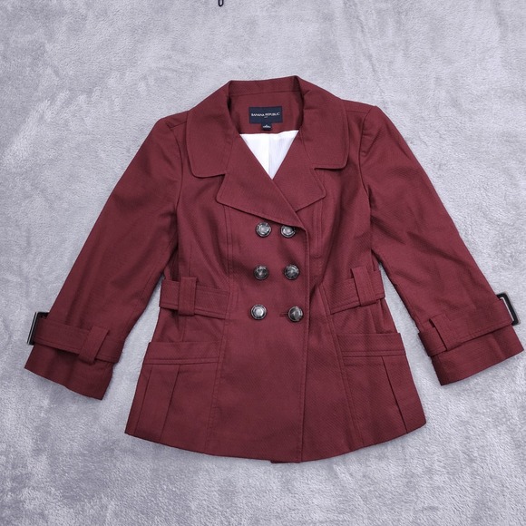 Banana Republic Jackets & Blazers - Banana Republic Burgundy Double Breasted Academia School Twee Blazer‎ Shacket 0